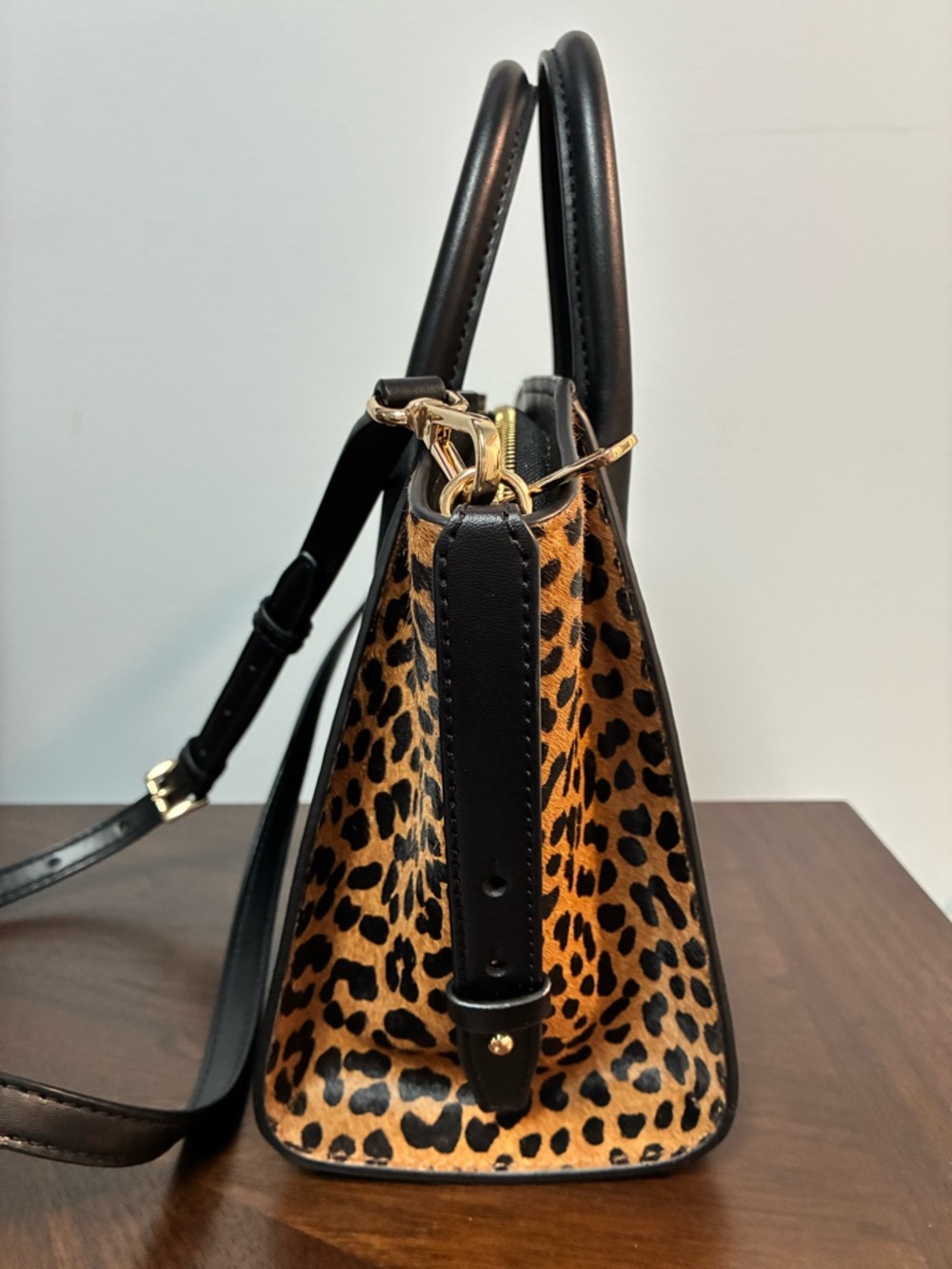 MICHAEL KORS Avril Small Leather and Cheetah Print Calf Hair Satchel - Picture 2 of 10